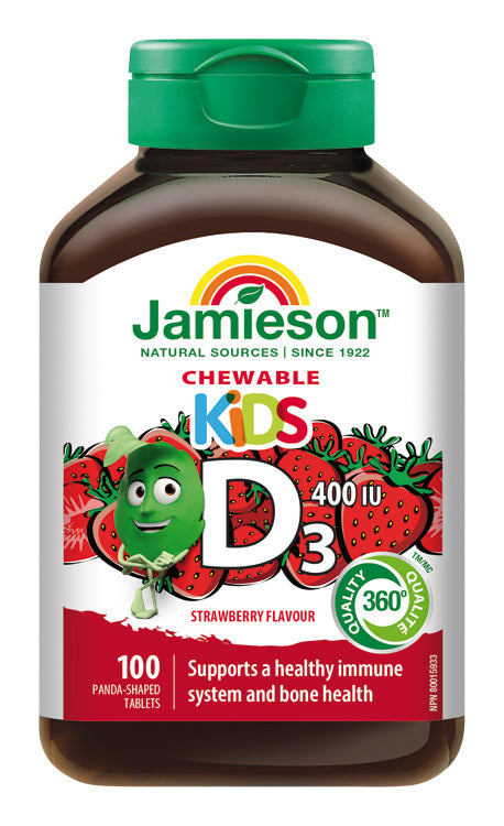 Vitamín D3 Kids 400 IU tablety na cmúľanie s príchuťou jahody pre deti 100 tbl.