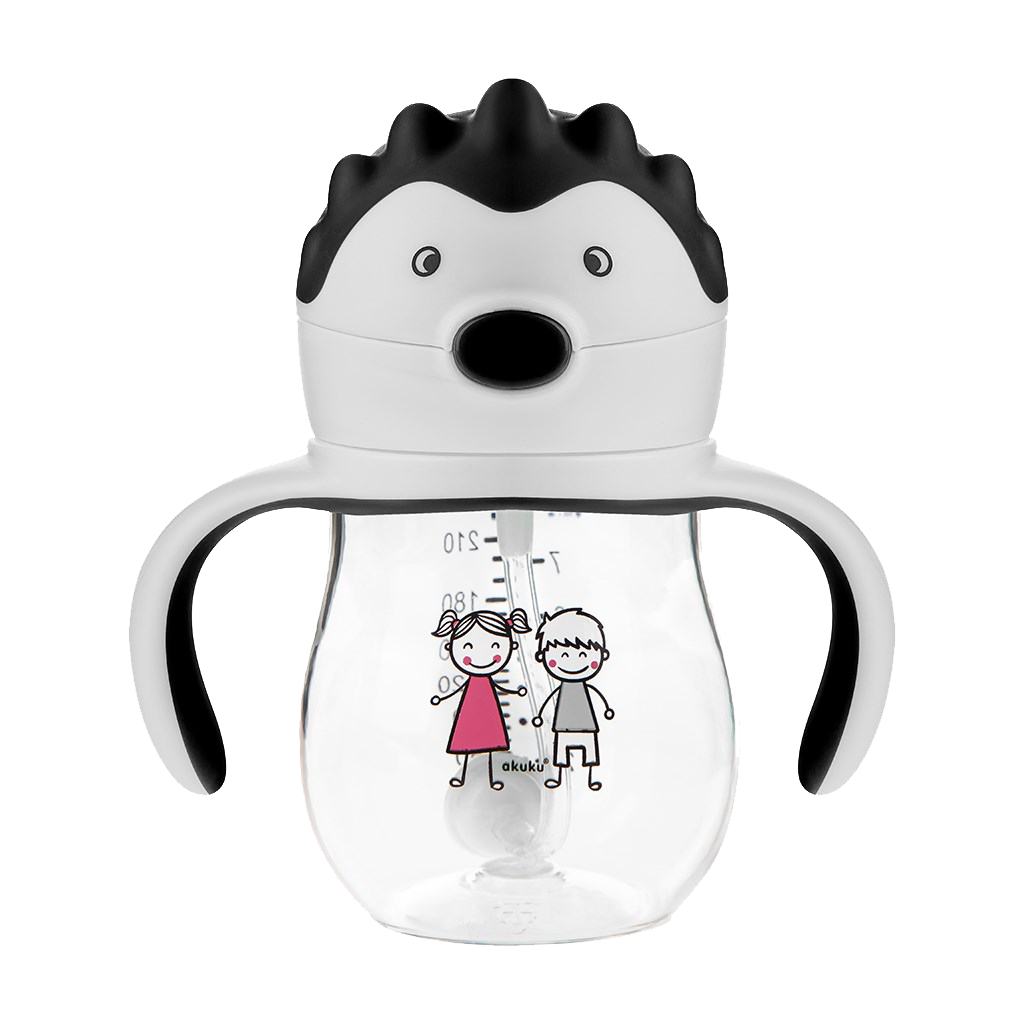 Kúzelná fľaška so slamkou a závažím Akuku 250 ml grey