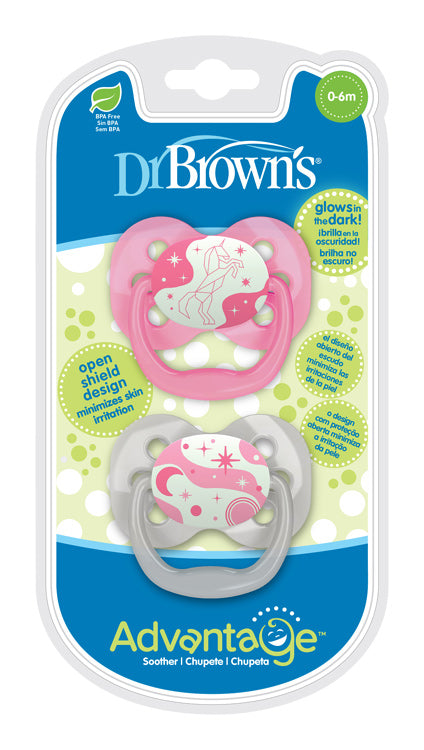 Cumlík Advantage svietiaci v tme 0-6m ružový 2ks