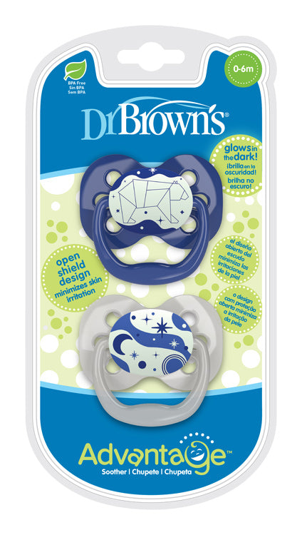 Cumlík Advantage svietiaci v tme 0-6m modrý 2ks