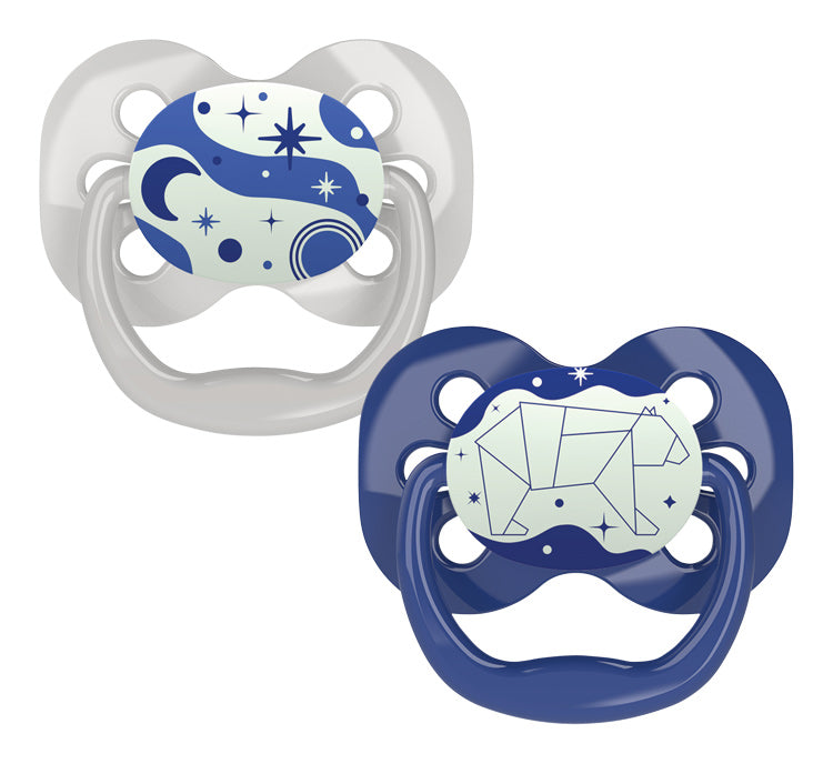 Cumlík Advantage svietiaci v tme 0-6m modrý 2ks