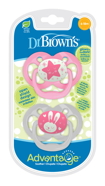 Cumlík Advantage svietiaci v tme 6-18m ružový 2ks