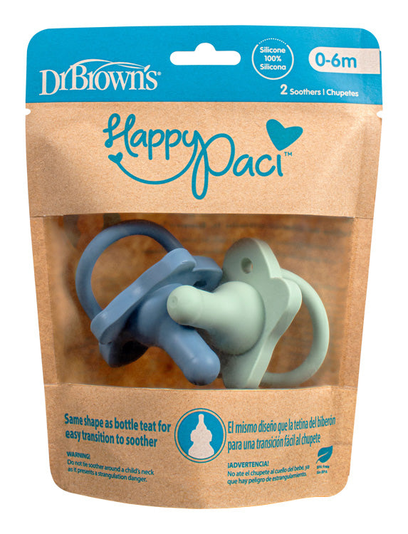 Cumlík HappyPaci jednodielny 0-6m modrý 2ks