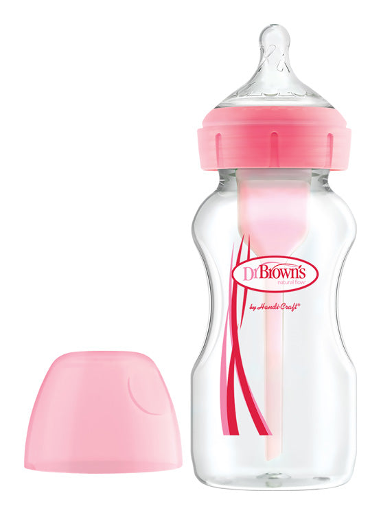 Fľaša antikolik Options+ široké hrdlo 270ml plast ružová