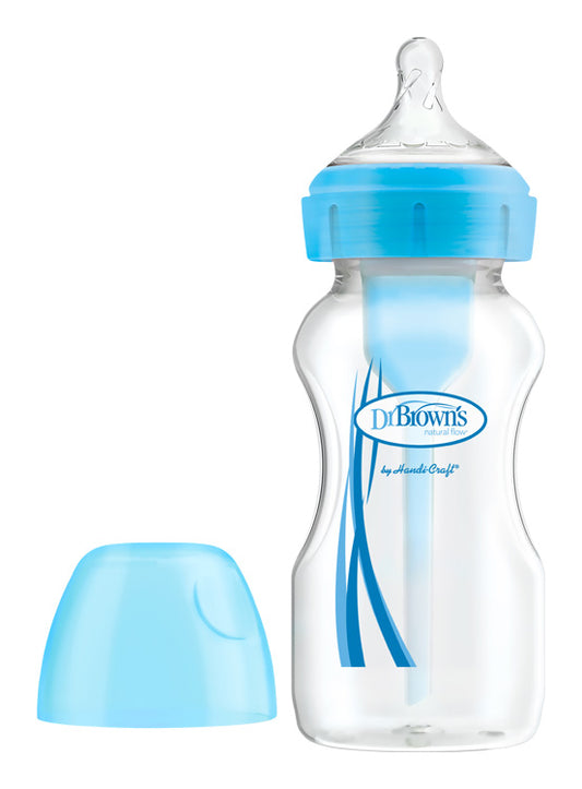 Fľaša antikolik Options+ široké hrdlo 270ml plast modrá