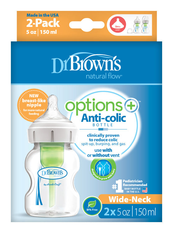 Fľaša antikolik Options+ široké hrdlo 2x150ml plast