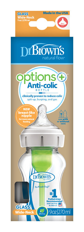 Fľaša antikolik Options+ široké hrdlo 270ml sklo