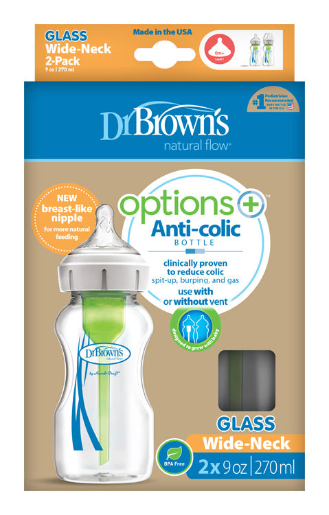 Fľaša antikolik Options+ široké hrdlo 2x270ml sklo