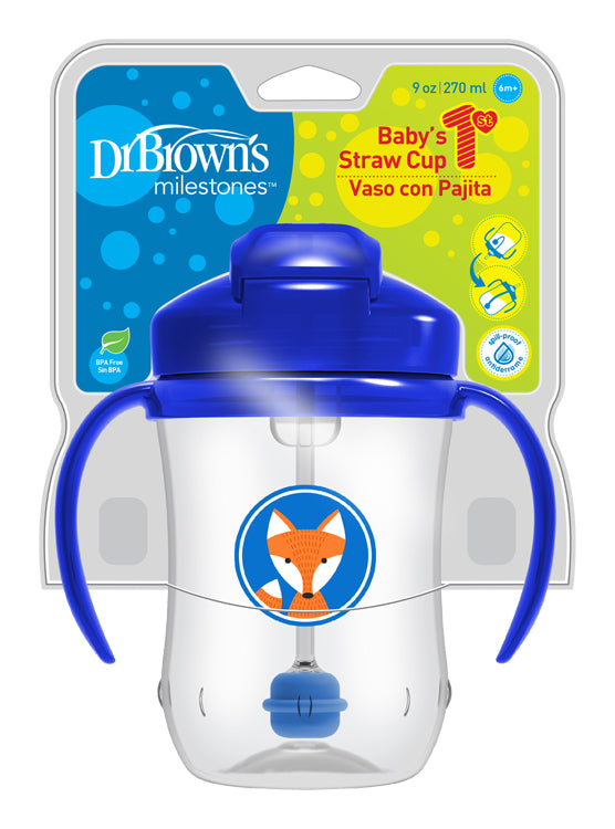 Hrnček so slamkou 270 ml modrý líška