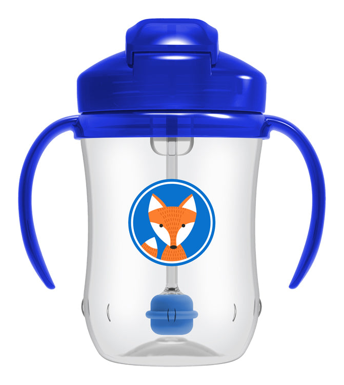 Hrnček so slamkou 270 ml modrý líška