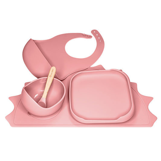 Silikónový riad pre deti 5v1 mini Rose Pink