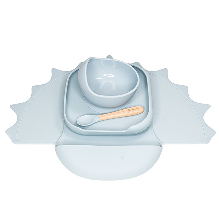 Silikónový riad pre deti 5v1 mini Pastel Blue